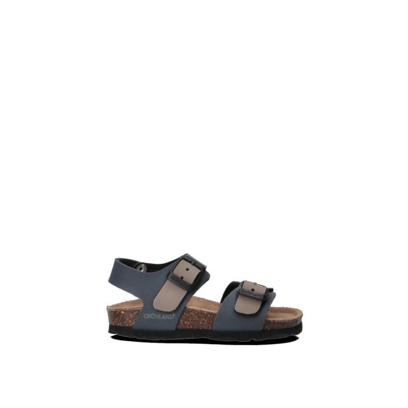 GRUNLAND Sandalo bimbo blu/beige in pelle
