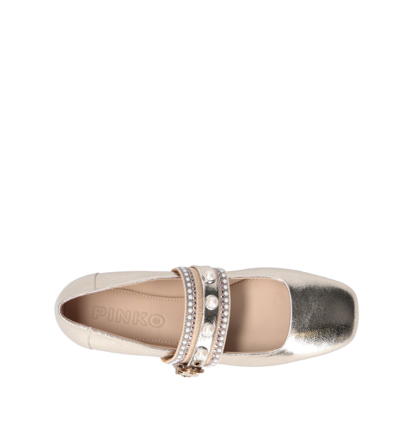 PINKO Ballerina donna platino in pelle