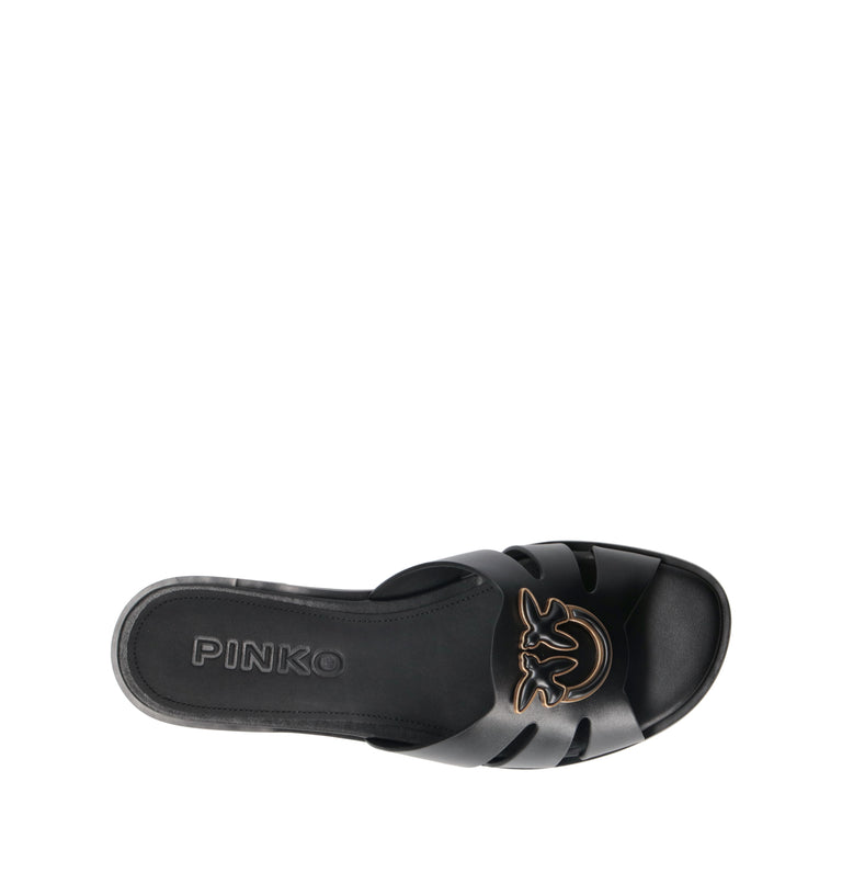 PINKO Ciabatta donna nera in pelle