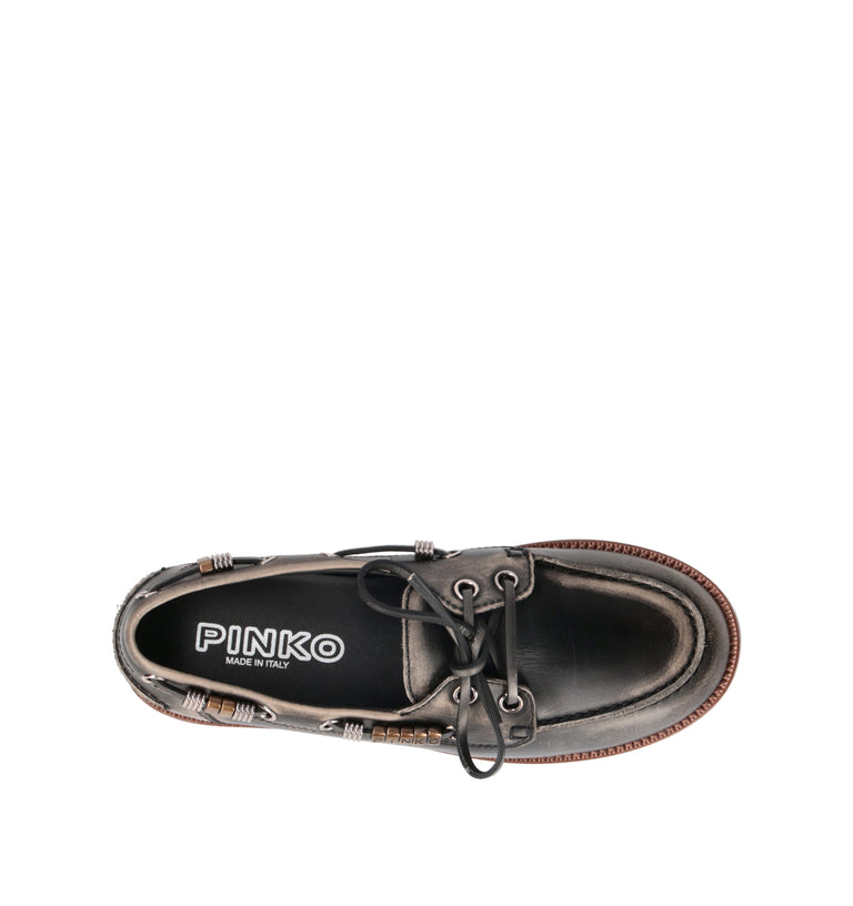 PINKO Scarpa barca donna nera in pelle