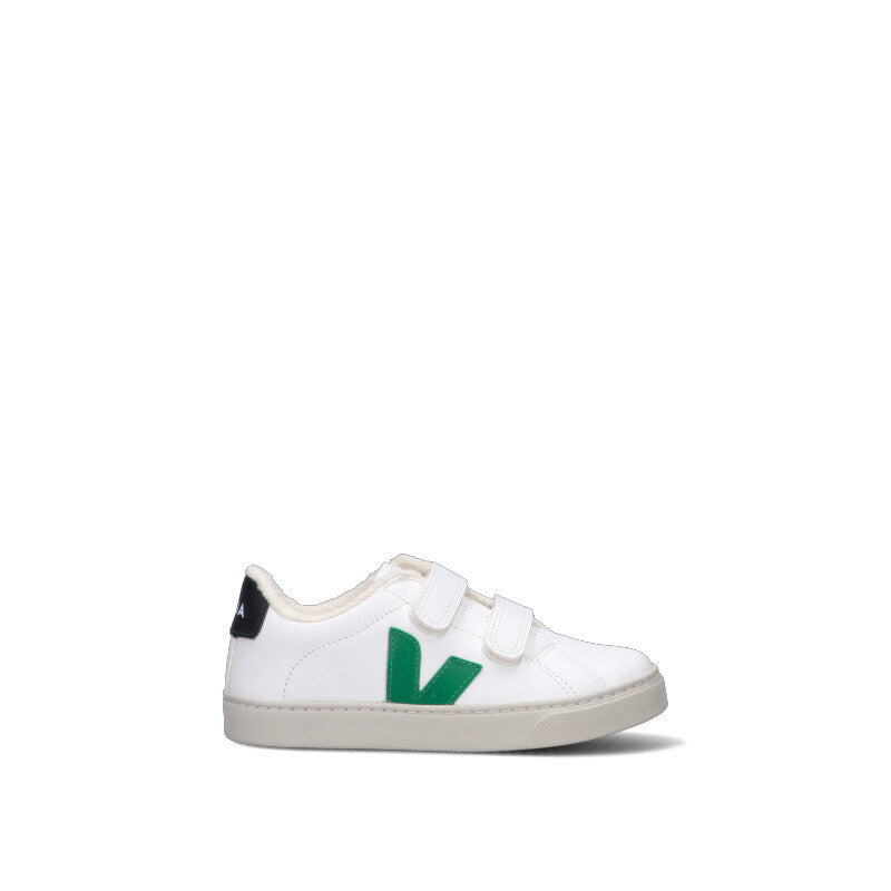 VEJA Sneaker bimbo bianca/verde in pelle