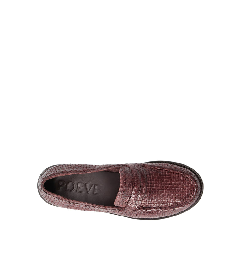 POEVE Mocassino donna marrone in pelle