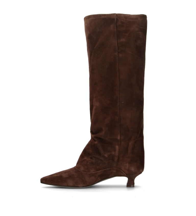 THE SELLER Stivale donna marrone in suede