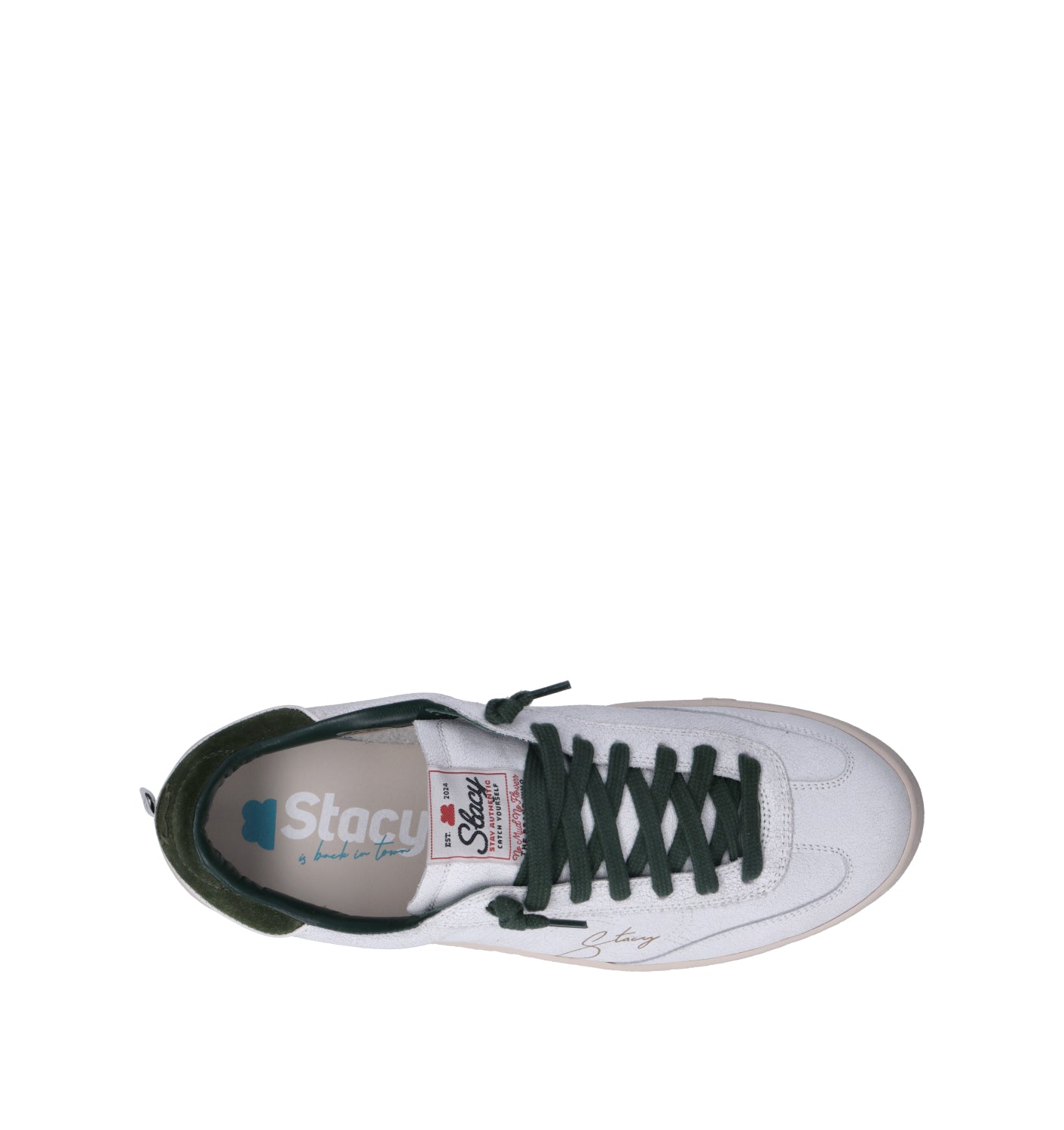 STACY Sneaker uomo bianca/verde in pelle