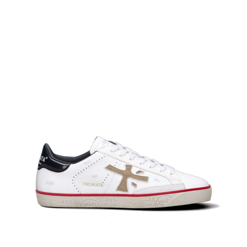 PREMIATA Sneaker uomo bianca/nera/marrone/rossa in pelle