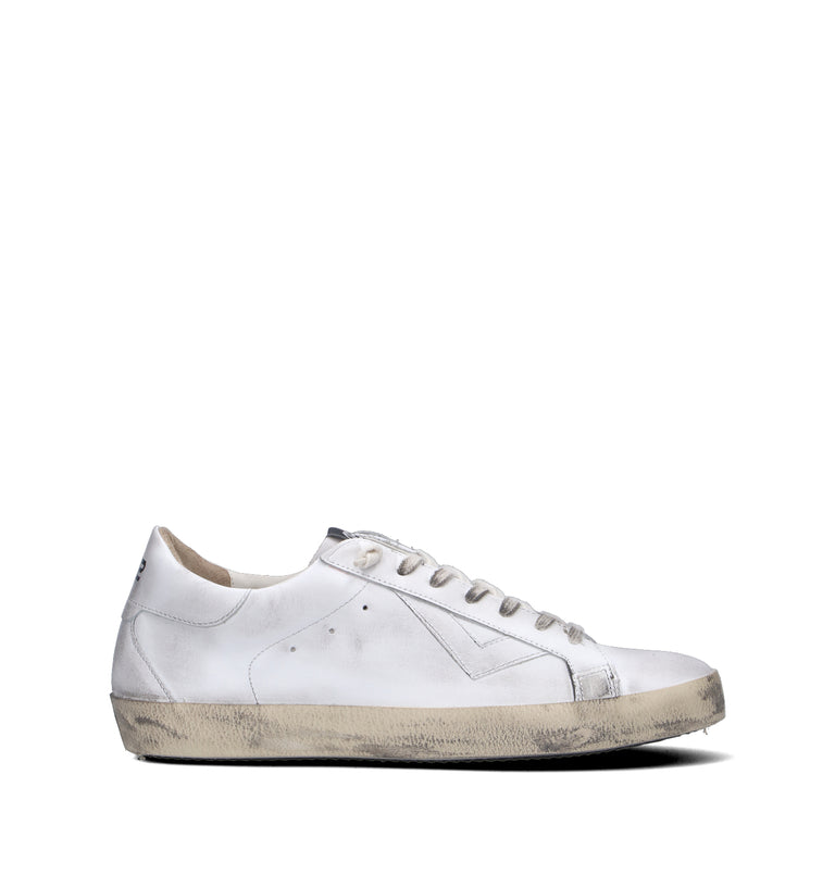 QUATTROBARRADODICI Sneaker uomo bianca in pelle