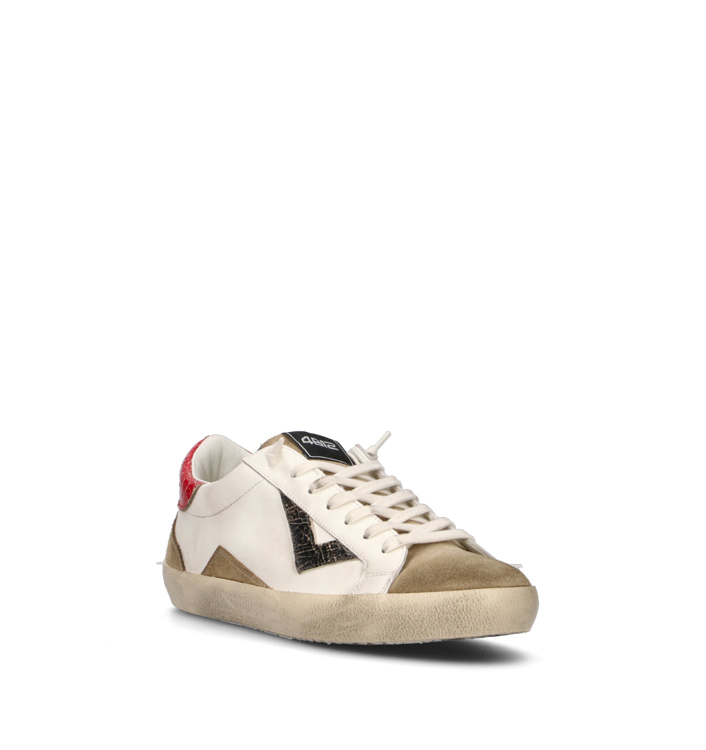 QUATTROBARRADODICI Sneaker uomo bianca in pelle