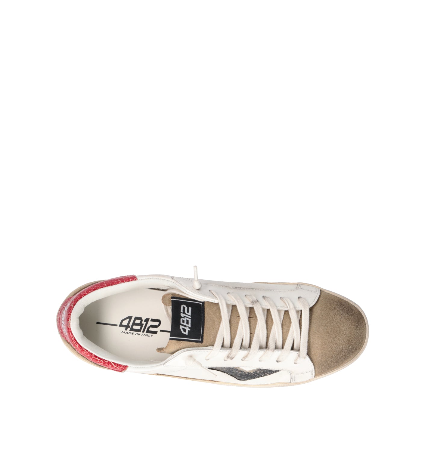 QUATTROBARRADODICI Sneaker uomo bianca in pelle