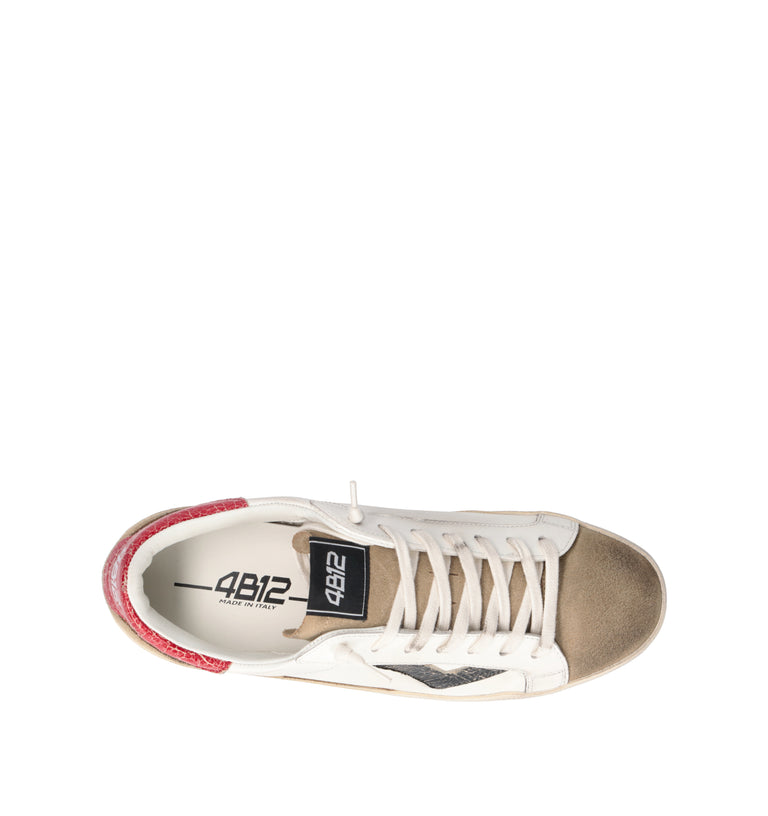 QUATTROBARRADODICI Sneaker uomo bianca in pelle