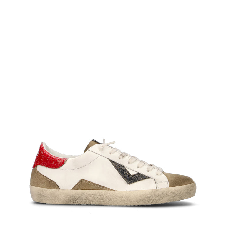 QUATTROBARRADODICI Sneaker uomo bianca in pelle