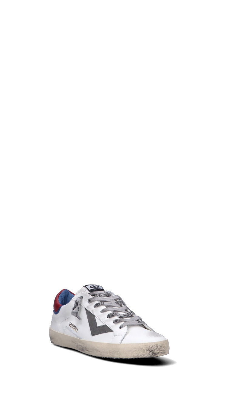 QUATTROBARRADODICI Sneaker uomo bianca/rossa in pelle