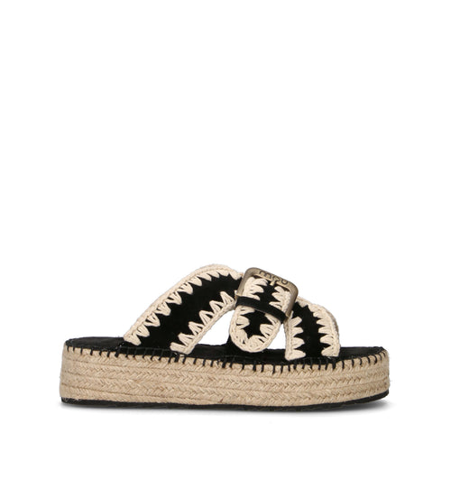 MOU Ciabatta donna nera in suede