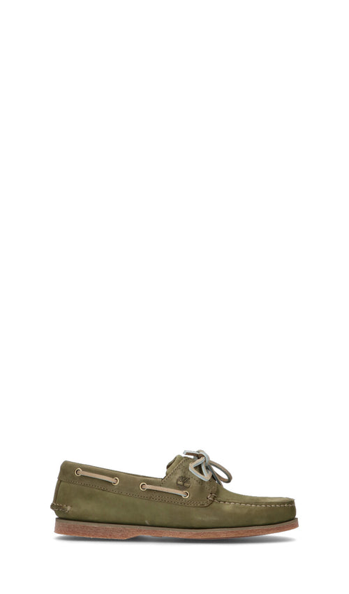 TIMBERLAND Scarpa barca uomo verde militare in pelle