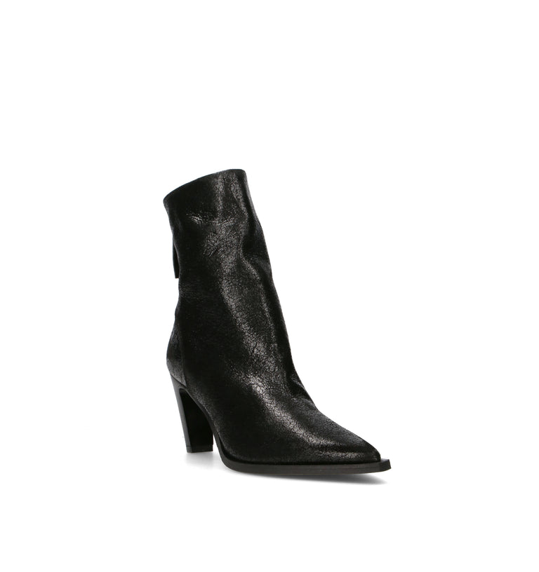 HALMANERA Tronchetto donna nero in pelle