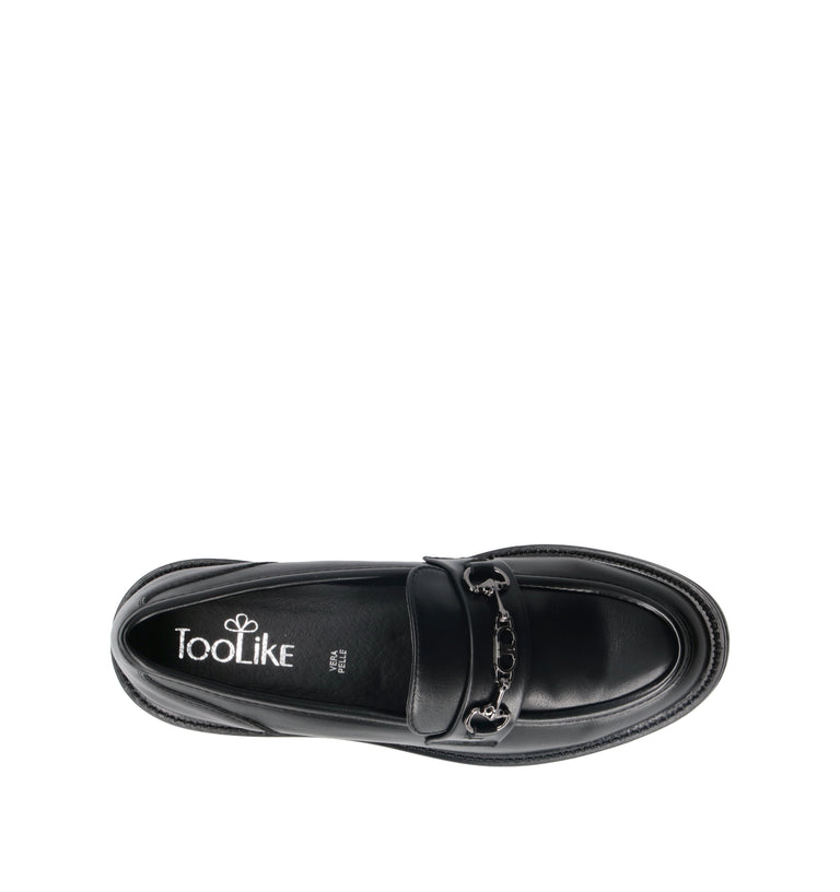 TOO LIKE Mocassino donna nero in pelle