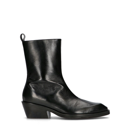 POEVE Tronchetto donna nero in pelle