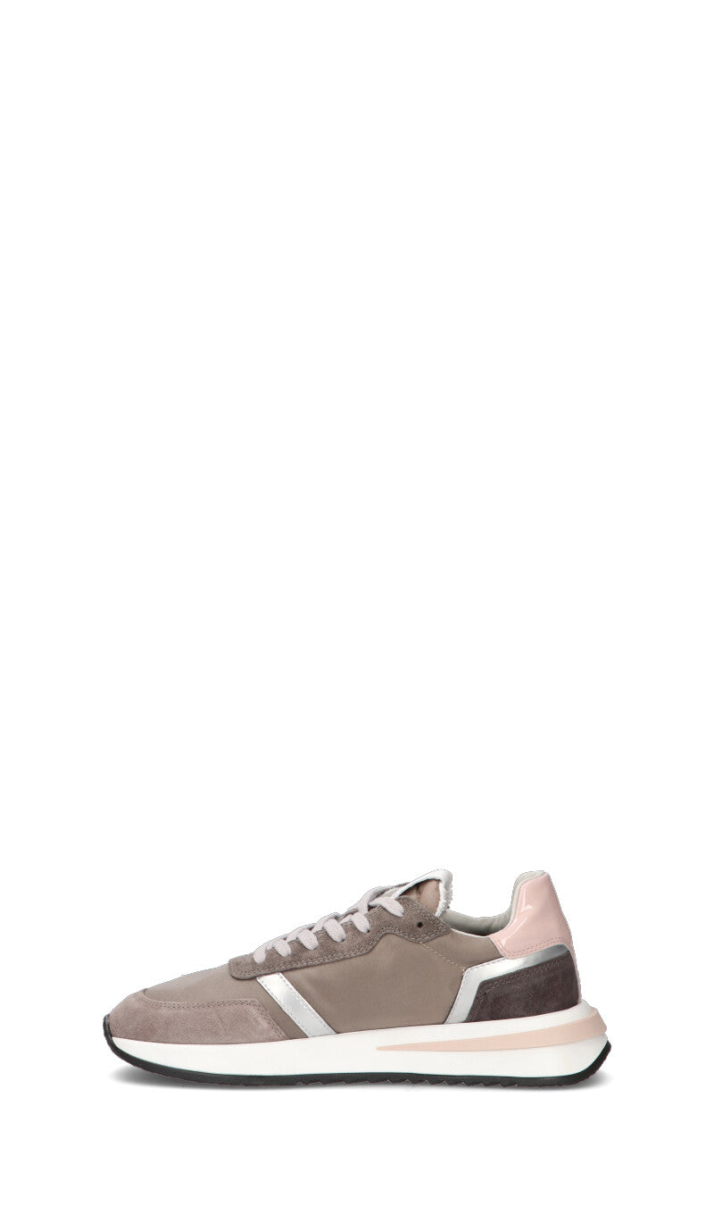 PHILIPPE MODEL Sneaker donna taupe e rosa in suede