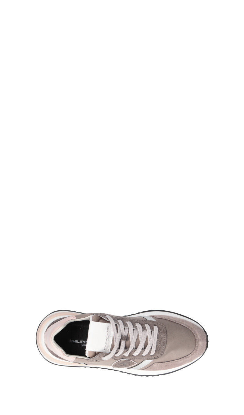 PHILIPPE MODEL Sneaker donna taupe e rosa in suede