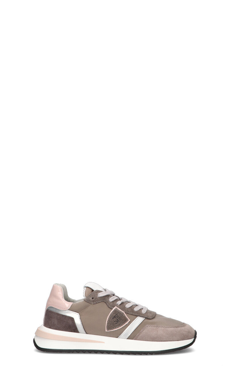 PHILIPPE MODEL Sneaker donna taupe e rosa in suede