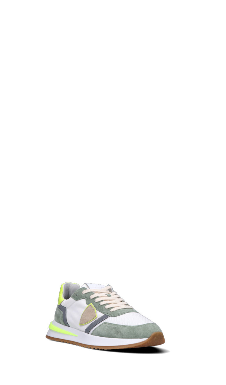 PHILIPPE MODEL Sneaker uomo bianca/verde/gialla in suede