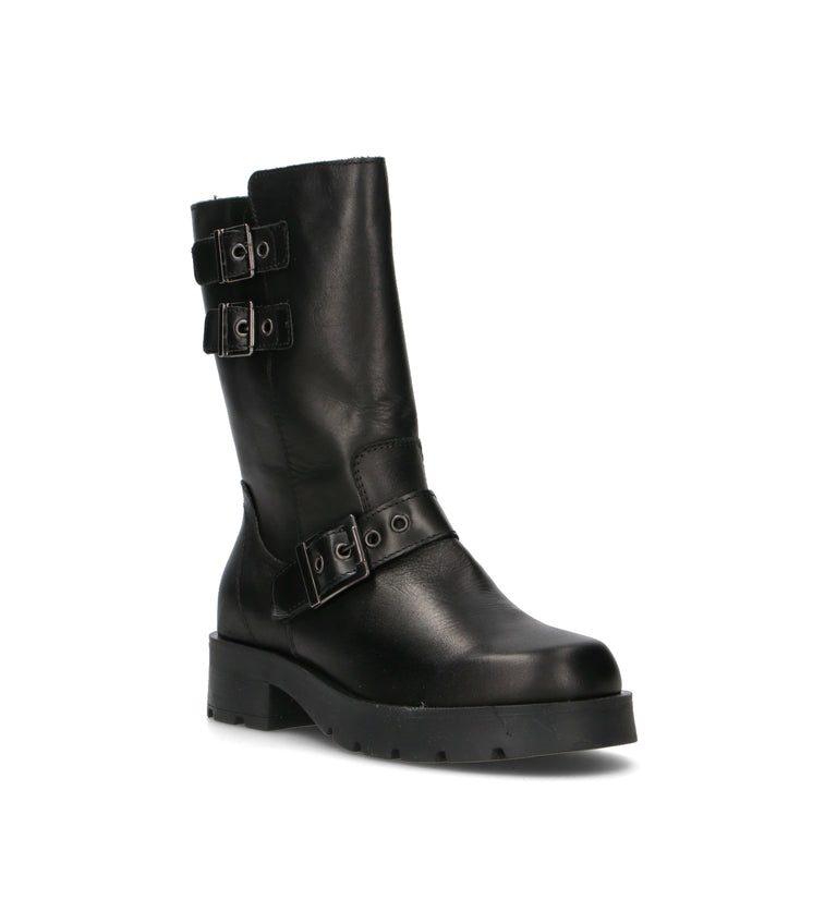 RABARBARO Tronchetto donna nero in pelle