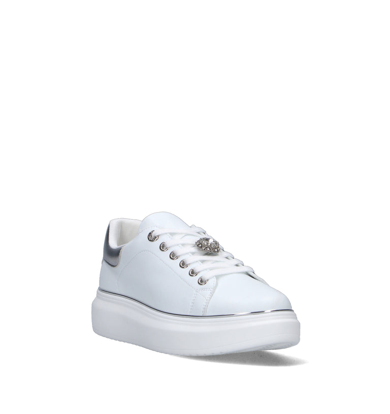 VIOLABLU' Sneaker donna bianca/argento in pelle