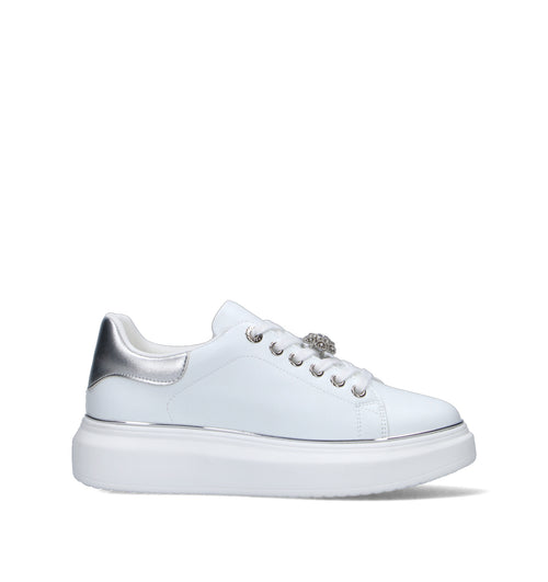 VIOLABLU' Sneaker donna bianca/argento in pelle