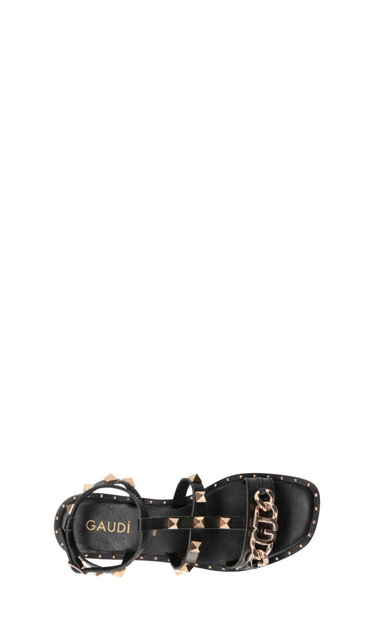 GAUDI' Sandalo donna nero/oro in pelle
