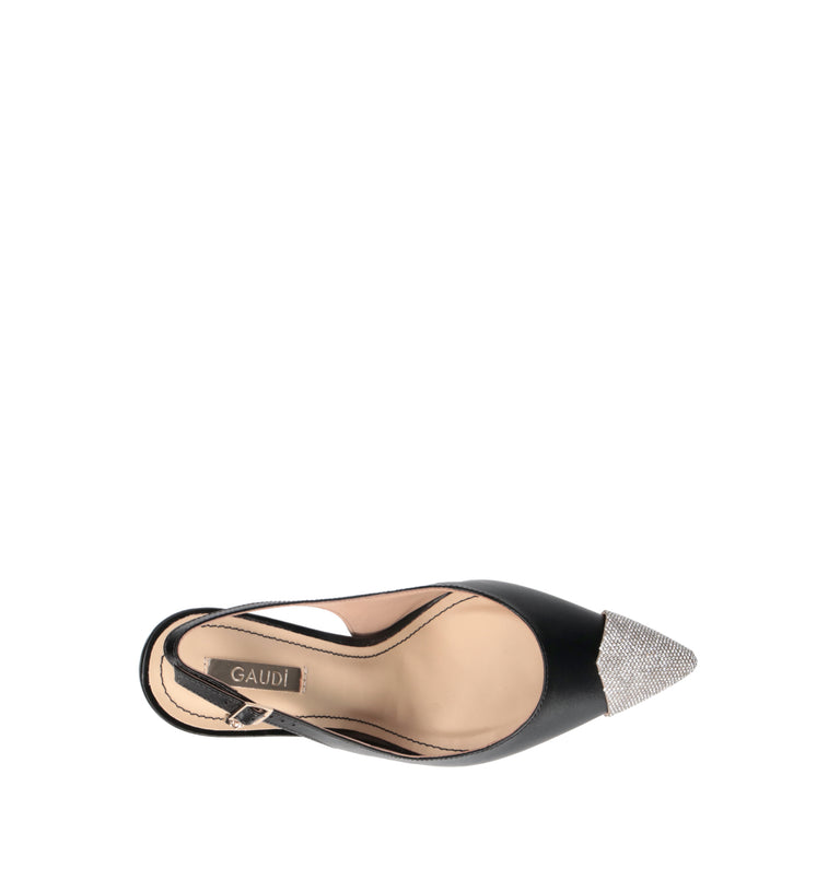 GAUDI' Slingback donna nera/grigia in pelle