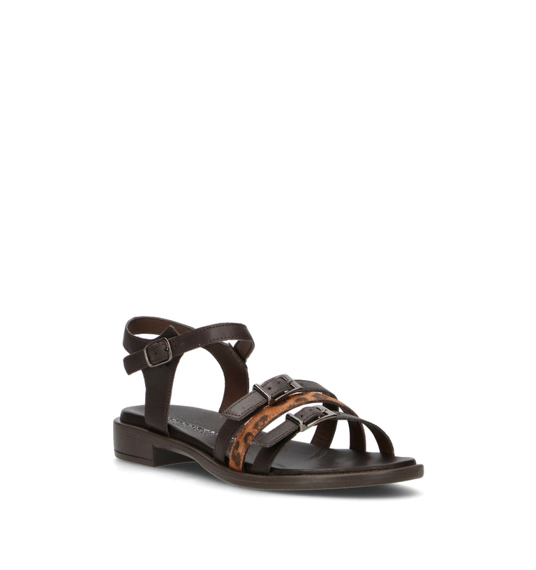 VARIOPINTO Sandalo donna marrone in pelle