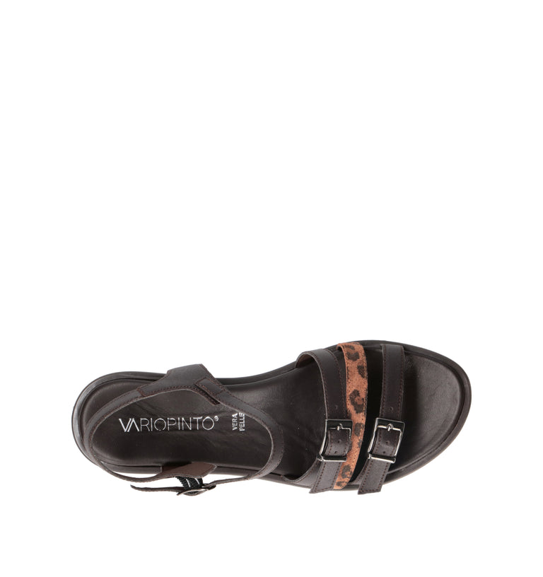 VARIOPINTO Sandalo donna marrone in pelle