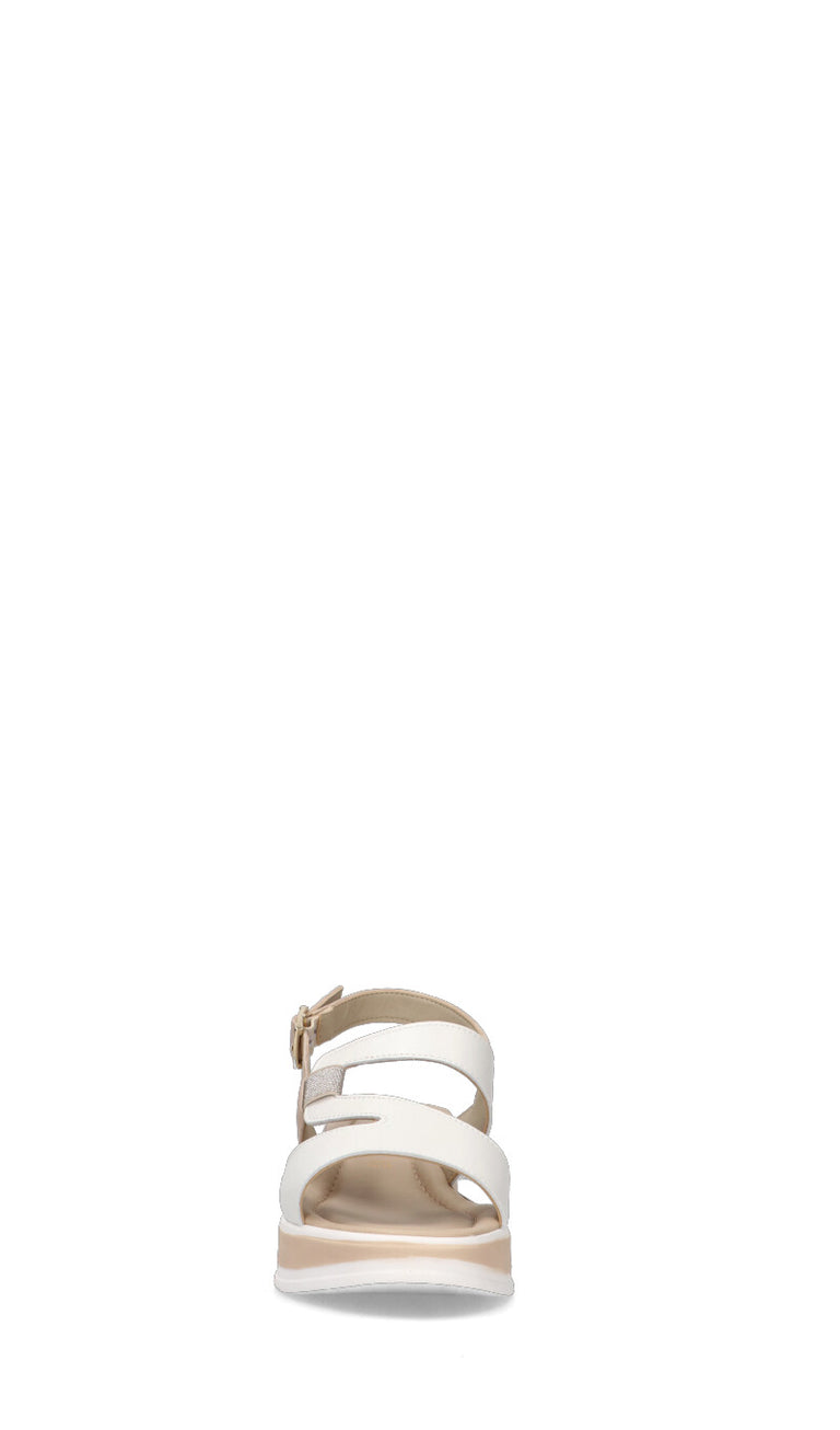 VALLEVERDE Sandalo donna bianca/beige in pelle