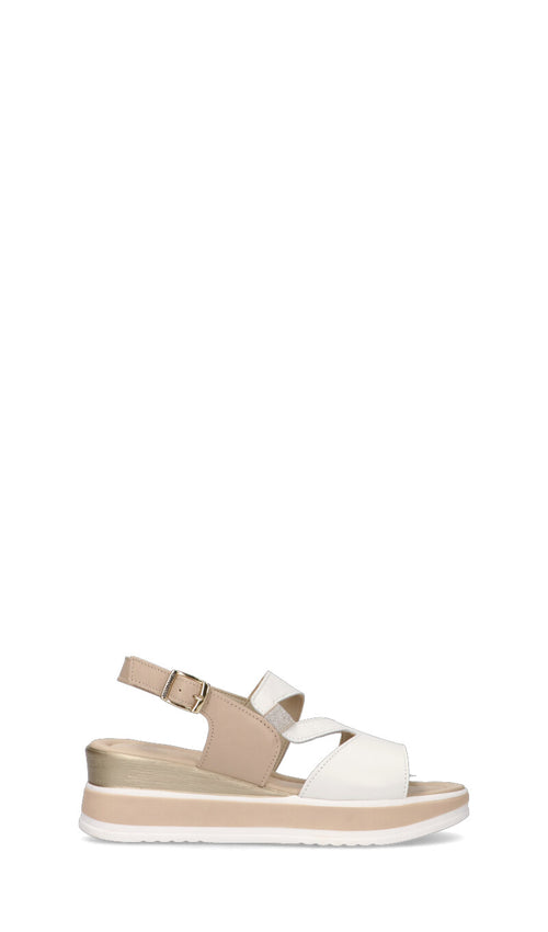 VALLEVERDE Sandalo donna bianca/beige in pelle
