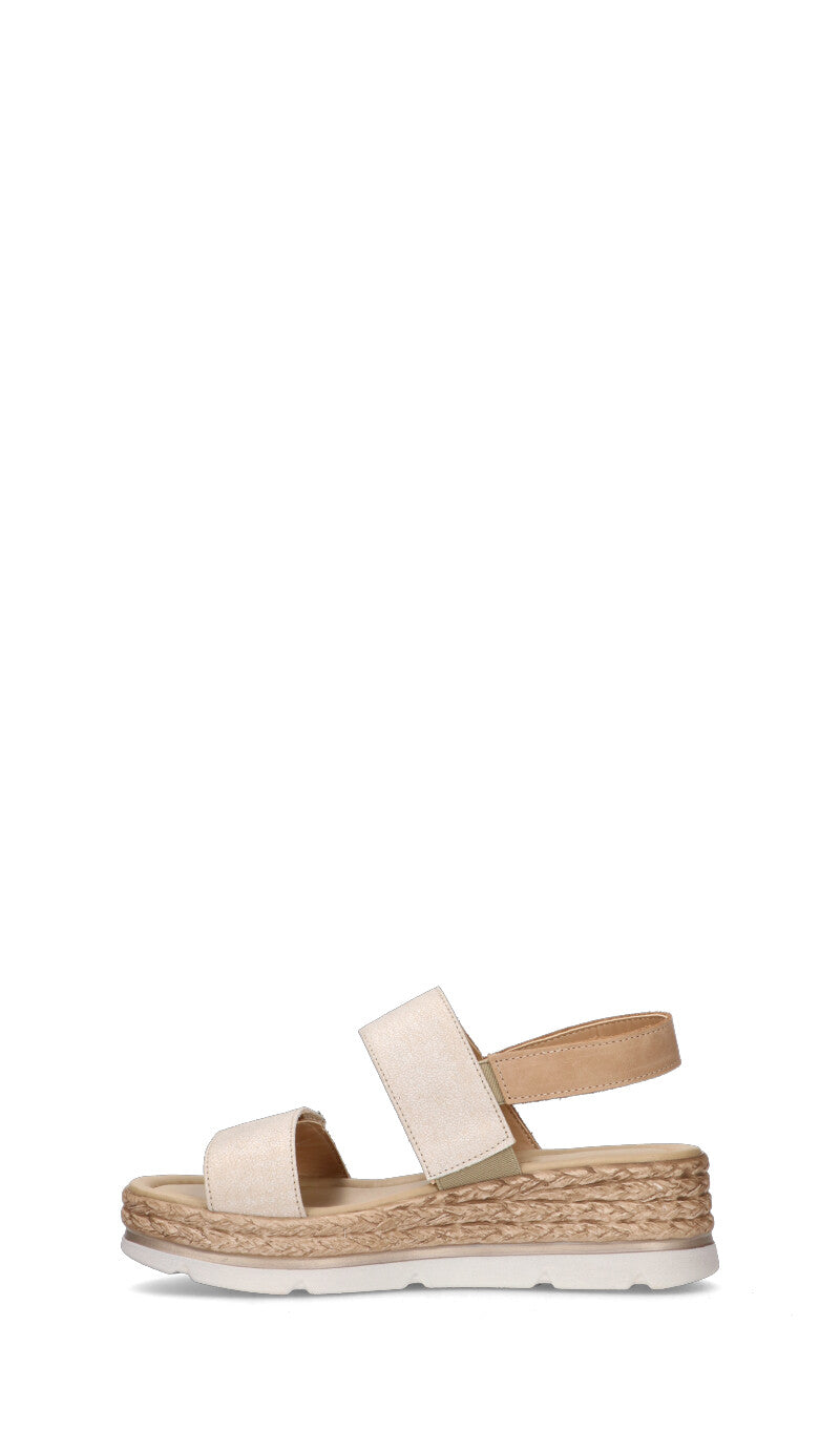 VALLEVERDE Sandalo donna beige/oro in pelle