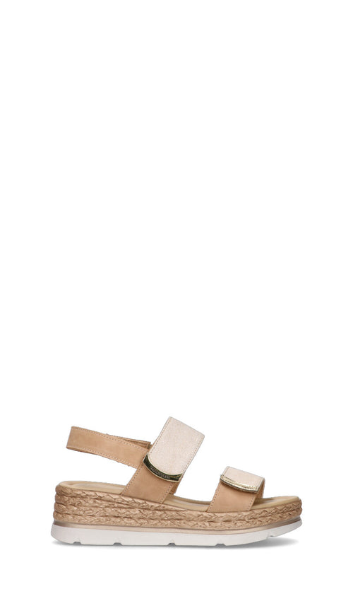 VALLEVERDE Sandalo donna beige/oro in pelle