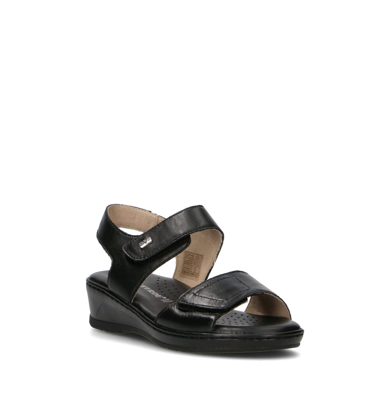 VALLEVERDE Sandalo donna nero in pelle