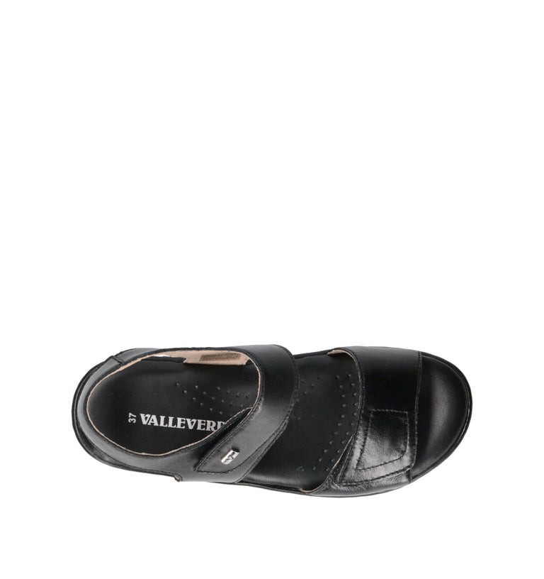VALLEVERDE Sandalo donna nero in pelle