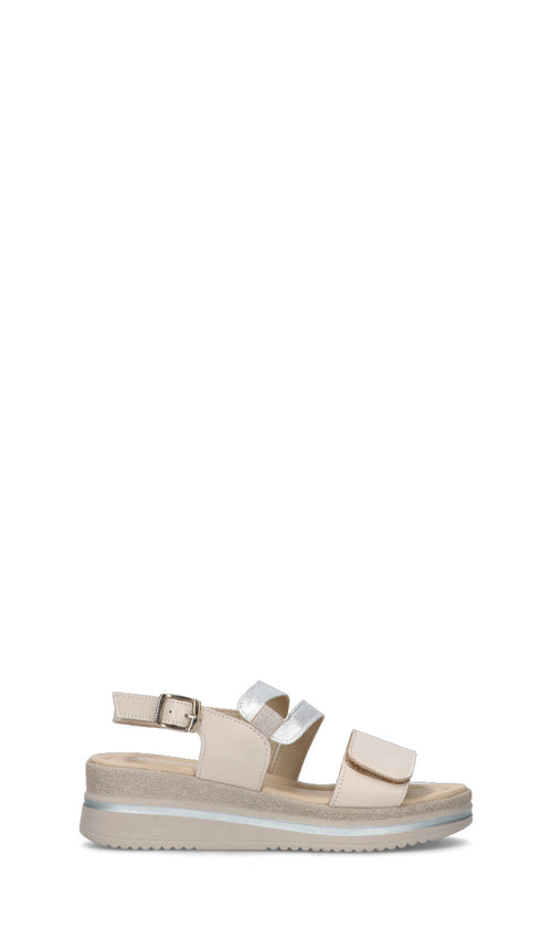 VALLEVERDE Sandalo donna panna/argento in pelle