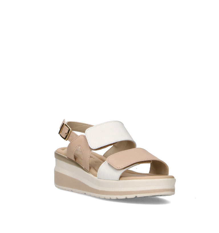 VALLEVERDE Sandalo donna bianco/beige in pelle
