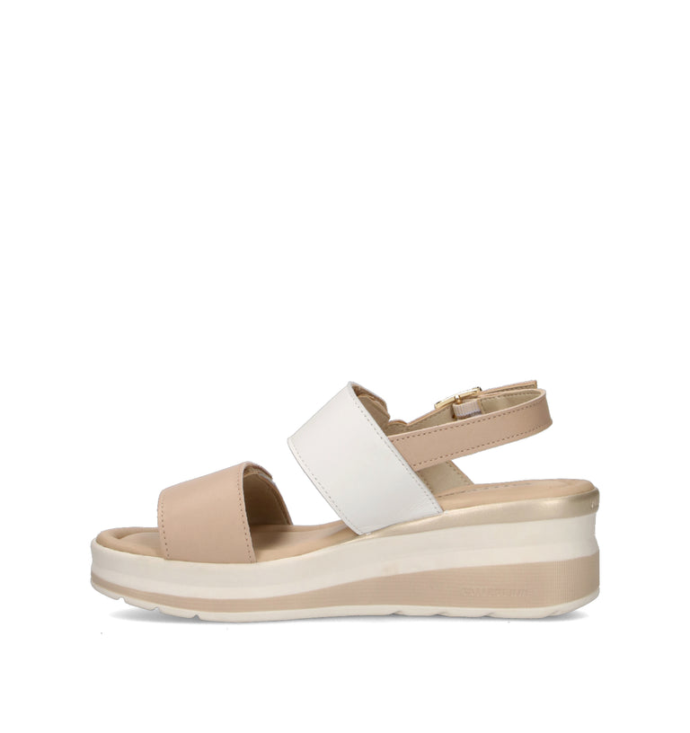 VALLEVERDE Sandalo donna bianco/beige in pelle