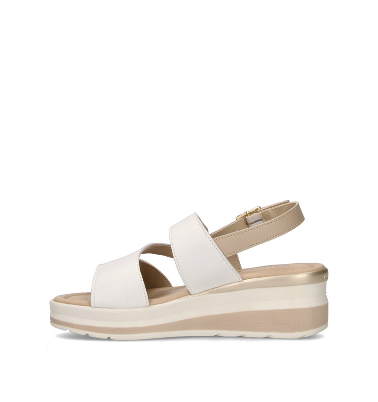 VALLEVERDE Sandalo donna bianco/beige in pelle
