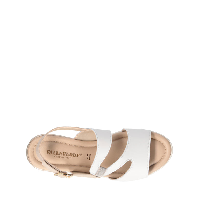VALLEVERDE Sandalo donna bianco/beige in pelle