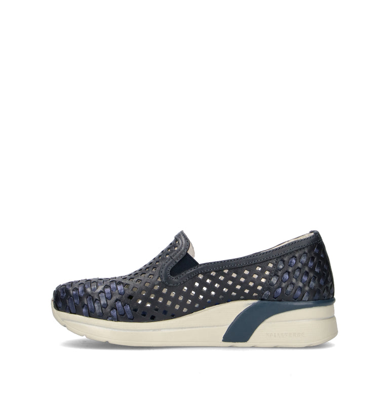 VALLEVERDE Mocassino donna blu in pelle
