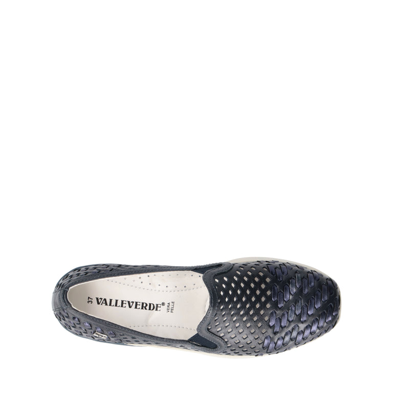 VALLEVERDE Mocassino donna blu in pelle