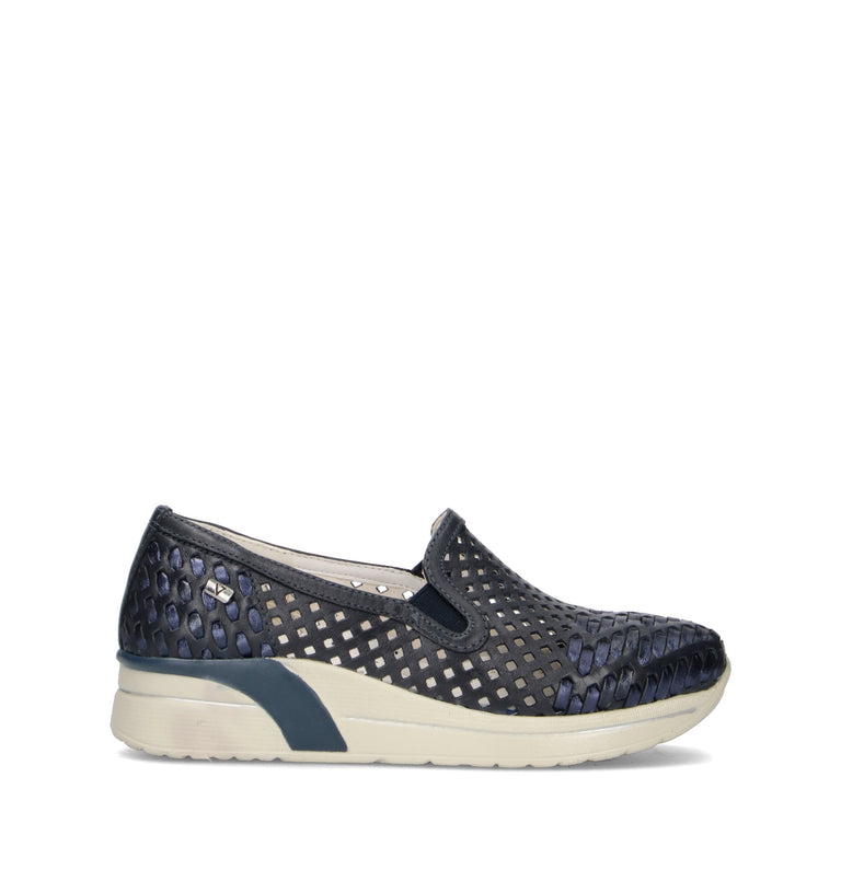 VALLEVERDE Mocassino donna blu in pelle
