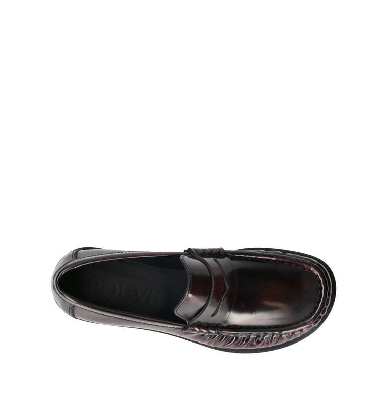 POEVE Mocassino donna bordeaux in pelle