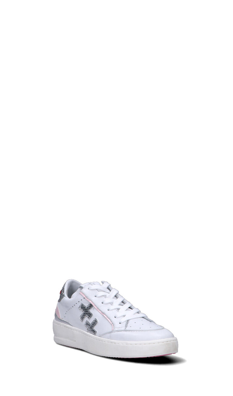 GIO+ Sneaker donna bianca/rosa/argento in pelle