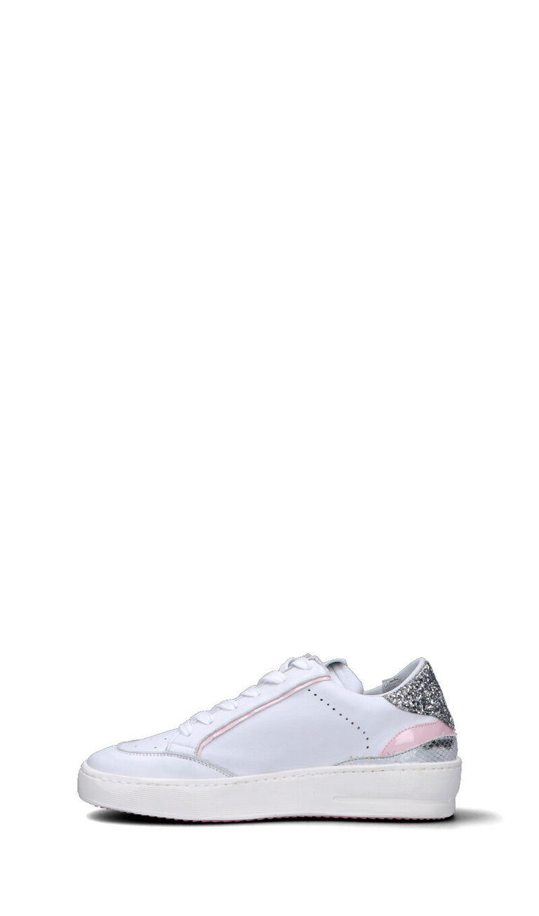 GIO+ Sneaker donna bianca/rosa/argento in pelle