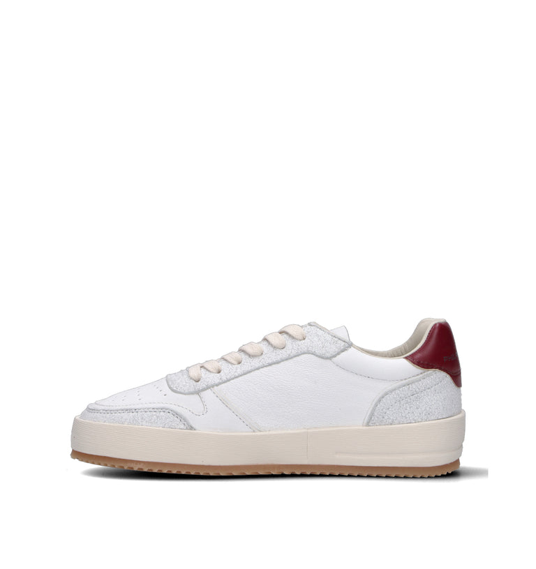 PHILIPPE MODEL Sneaker donna bianca/bordeaux in pelle