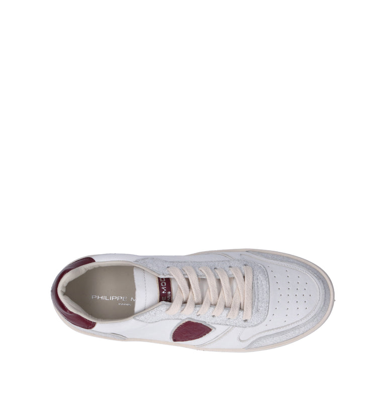 PHILIPPE MODEL Sneaker donna bianca/bordeaux in pelle